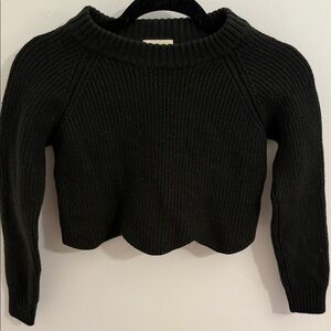 Wilfred Women’s Small Scallop Cropped Ribbed GREEN Sweater